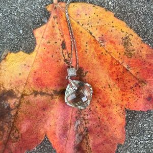 KOKAV 14K White Gold and Natural Green Amethyst Diamond Accent Pendant Necklace